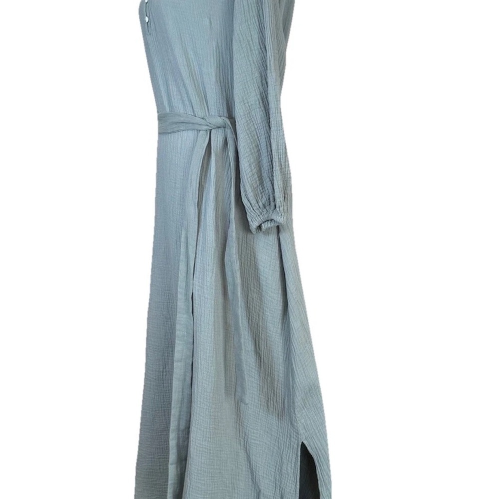 LÉGOE HERITAGE Mayfield Maternity Dress Sage Green Cotton Pockets  Slits SZ *0 - Picture 10 of 10